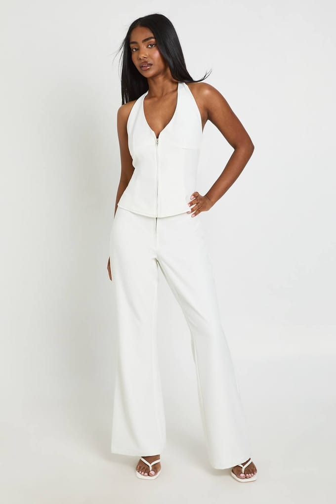 boohoo Dames Halternek Getailleerd Gilet | Wit | Maat: 42