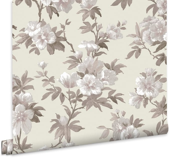 Laura Ashley Rosamund Behang - Bloemen - 10mx52cm - Grijs