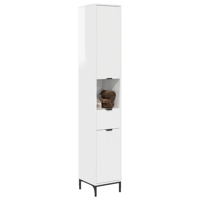 vidaXL - Badkamerkast - Hoogglans - wit - 31,5 - x - 33 - x - 190 - cm