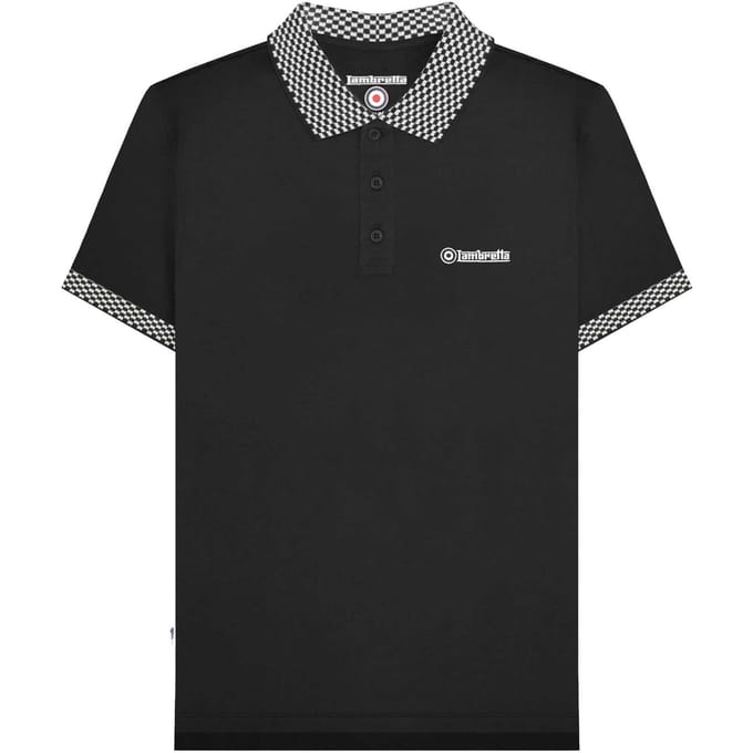Lambretta Heren SS25 Tweekleurig Poloshirt (Zwart)