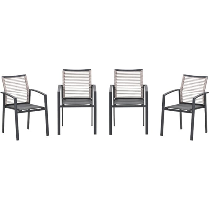 Garden Impressions Cosmo tuinstoelen set van 4 – carbon black / rope natural