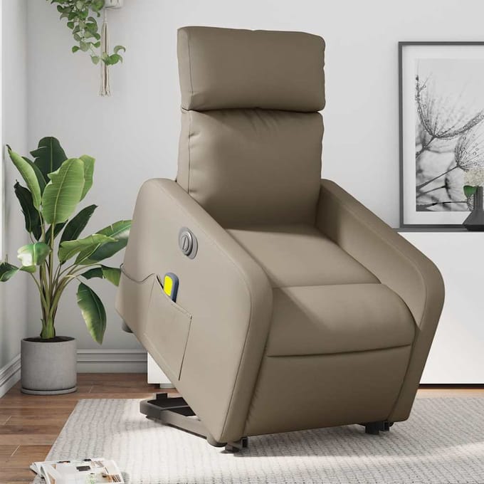 vidaXL - Sta-op-massagestoel - elektrisch - kunstleer - cappuccinokleurig