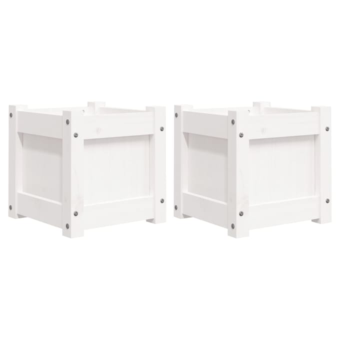 vidaXL - Plantenbakken - 2 - st - cm - massief - grenenhout - wit