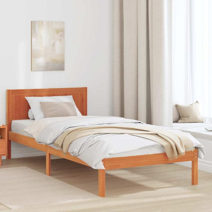 vidaXL - Bedframe - Bruin - 75 - x - 190 - cm - Massief - grenenhout