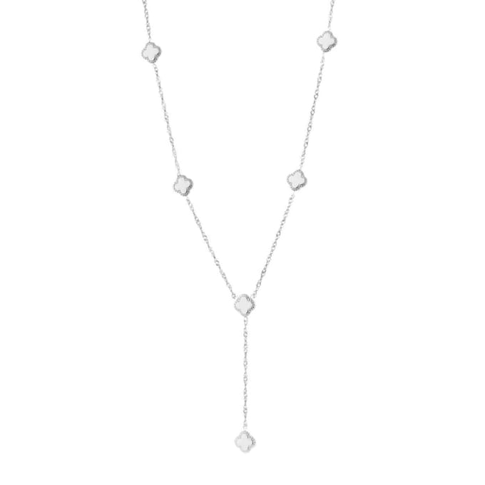 Bijoutheek Collier Y vorm klavers Zilver