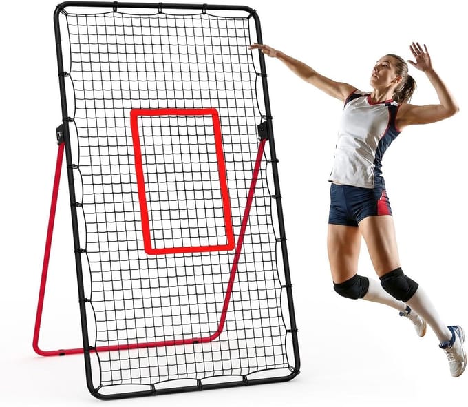 Volleybalnet, 213 x 121 cm – Verstelbaar Volleybal- Reboundnet - Zwart + Rood