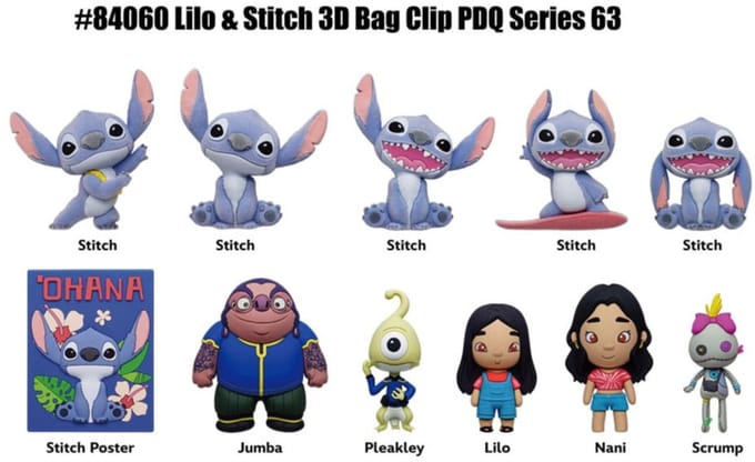 Lilo & Stitch Movie 3D Foam Bag Clips Series 63 Display (24)