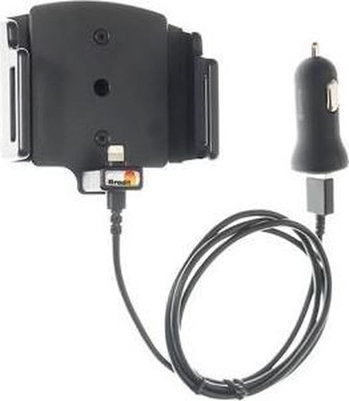 Brodit verstelbare houder-lader Apple iPhone X/XR/Xs USB sig.plug 12/24V