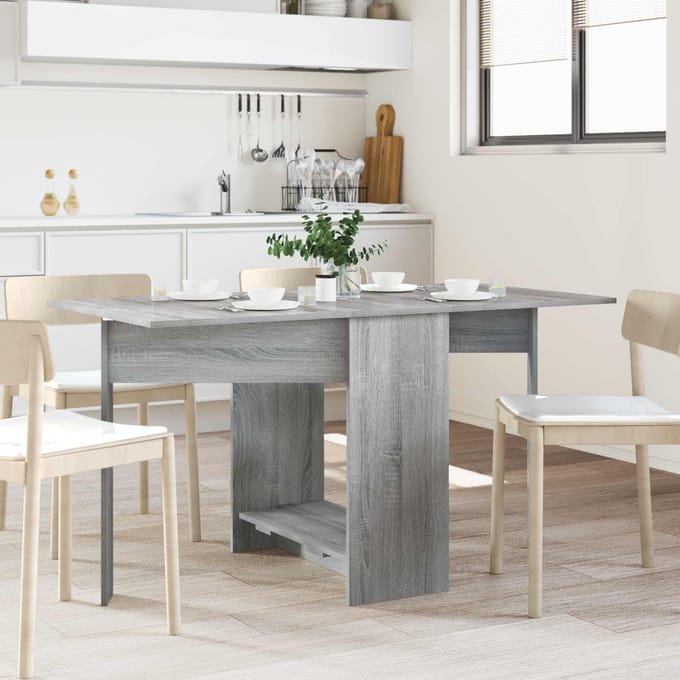 vidaXL - Eettafel - 138 - x - 70 - x - 73,5 - cm - Bewerkt - hout - Grijs - Sonoma