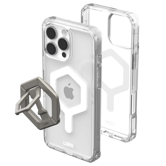 UAG Plyo Pro backcover + Magnetic Ring Stand voor de Apple iPhone 16 Pro Max - Ice White / Titanium