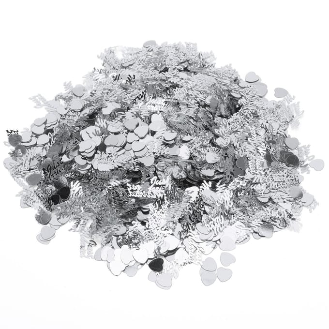 Confettis Just Married Décoration Mariage Saint-Valentin Éparpiller Paillettes Séquins 100g Argent argenté