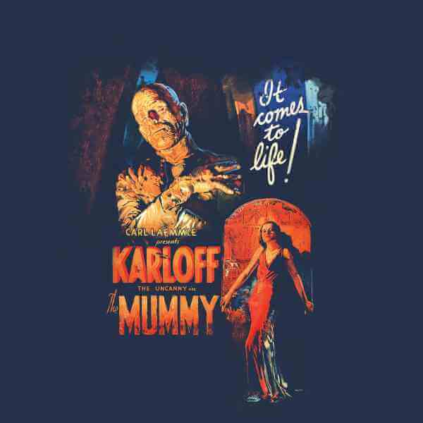 Universal Monsters The Mummy Vintage Poster T-shirt - Navy - S