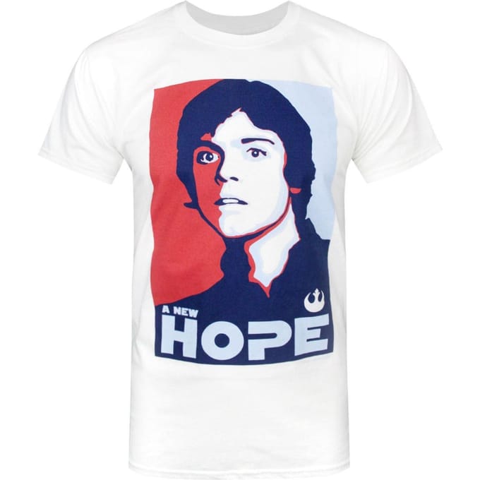 Star Wars Officieel heren Luke Skywalker A New Hope T-shirt (Wit)