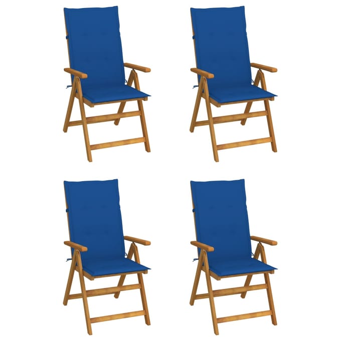 vidaXL - Inklapbare - stoelen - 4 - st - verstelbaar - met - kussens