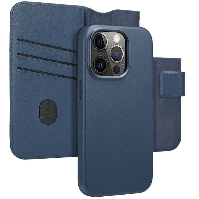 Accezz Hoesje - Geschikt voor Apple iPhone 14 Pro - Leather Bookcase 2-in-1 geschikt voor MagSafe - Nightfall Blue
