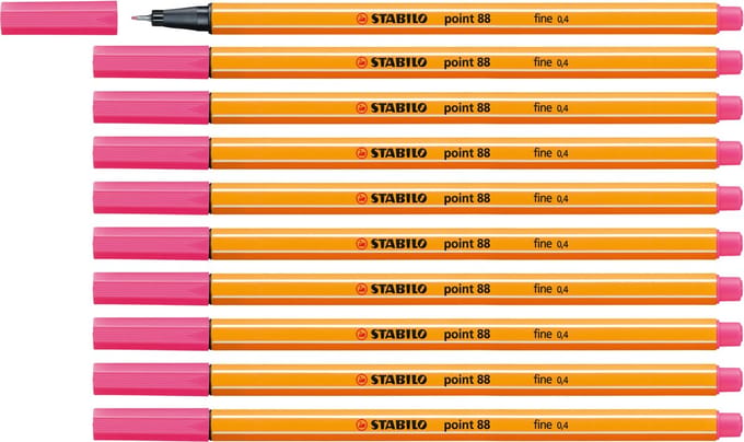 STABILO point 88 - Premium Fineliner - Fine 0,4 mm – Heliotroop Roze – Doos 10 stuks