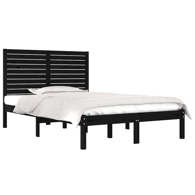 vidaXL - Bedframe - massief - hout - zwart - 140x190 - cm