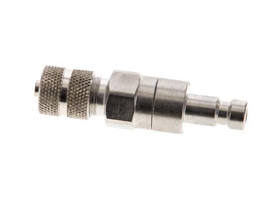 Vernikkeld Messing DN 2.7 (Micro) Luchtkoppeling Insteeknippel 3x4.3 mm Push-On Double Shut-Off - CLP2-N-BN-SV-P-3