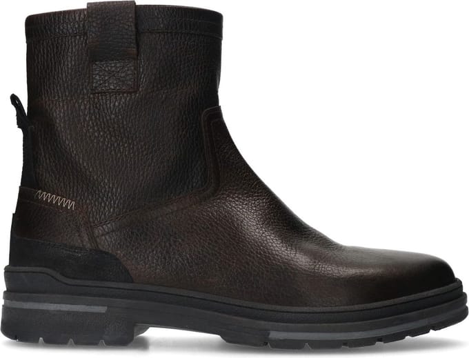 Manfield - Heren - Donkerbruine leren boots - Maat 40