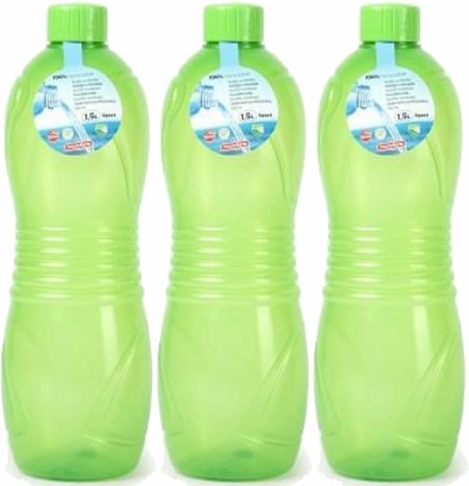 Plasticforte Drinkfles/waterfles/bidon - 3x - 1500 ml - transparant/groen - kunststof