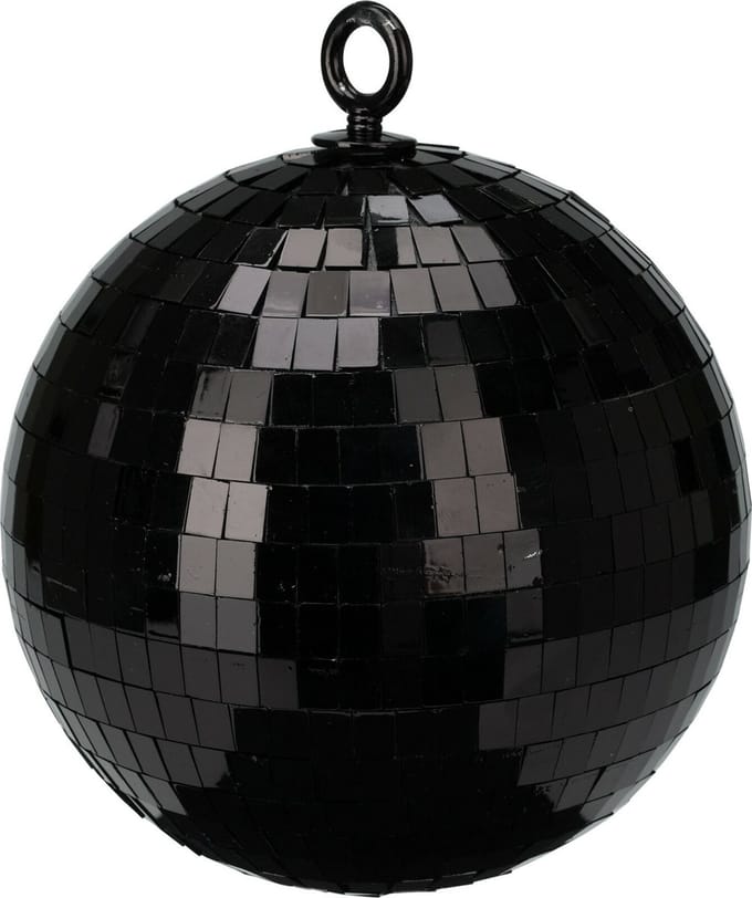 Christmas Decoration discobal kerstbal - 1x - zwart -18 cm -kunststof