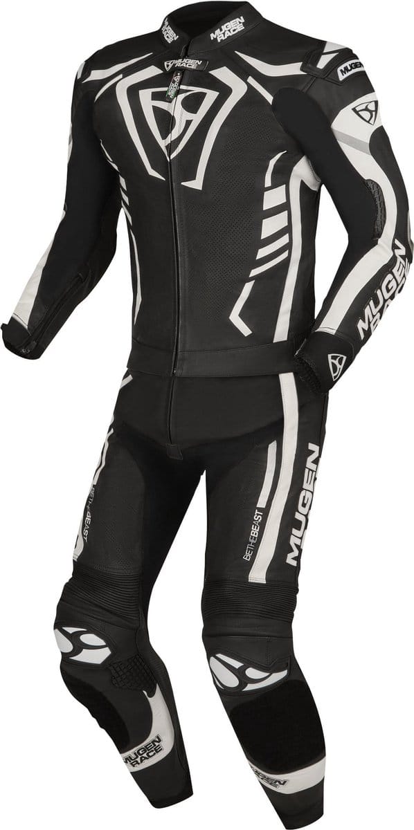 MUGENRACE Predator Zwart Wit Geperforeerd 2-Delig Motorpak - Racepak