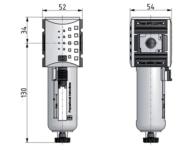 Filter 5microns G3/8'' 2200l/min Auto Polycarbonaat Futura 1