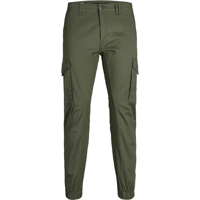JACK & JONES Herenkleding: JACK&JONES STUDIO JPSTPAUL FLAKE CARGO BROEK IN OLIVE NIGHT KLEUR - Regular Fit