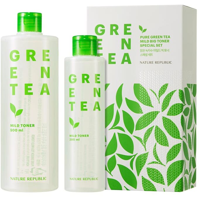 Nature Republic Toner Doux Thé Vert Pur Grand Format Set Spécial 500ml+200ml green