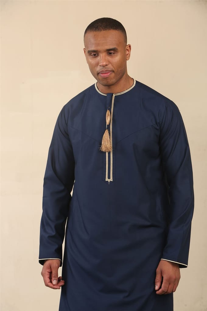 Omaanse Eid blauwe Thobe Saudi Emirati Jubba-jas voor heren