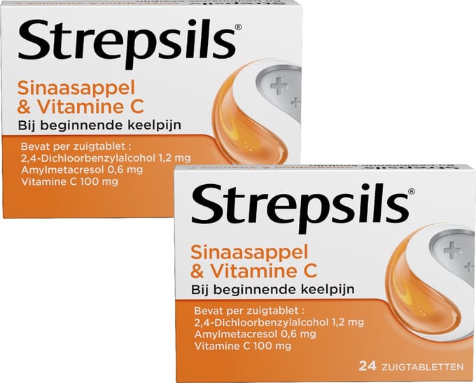 Strepsils Sinaasappel & Vitamine C - 2 x 24 zuigtabletten