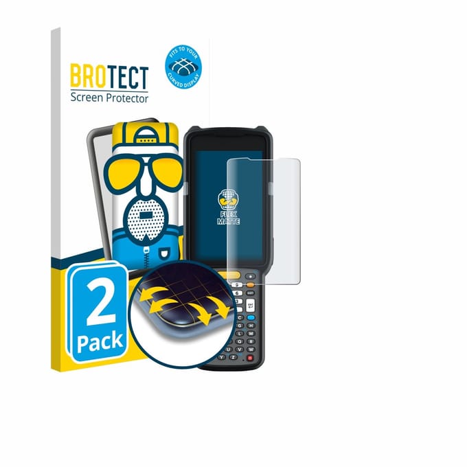 BROTECT - Screenprotector voor Zebra MC3300ax - Folie Beschermfolie matte volledig dekking 2 Stuks