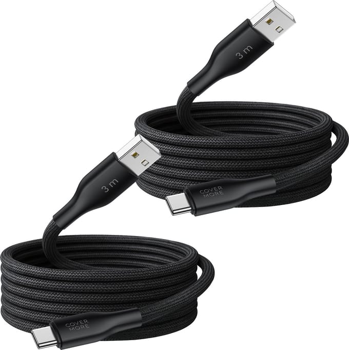 Oplaadkabel usb naar usb C - 3 meter - Usb C kabel - 2 stuks - Ook geschikt voor Apple carplay en android auto - Extra lang - Zwart