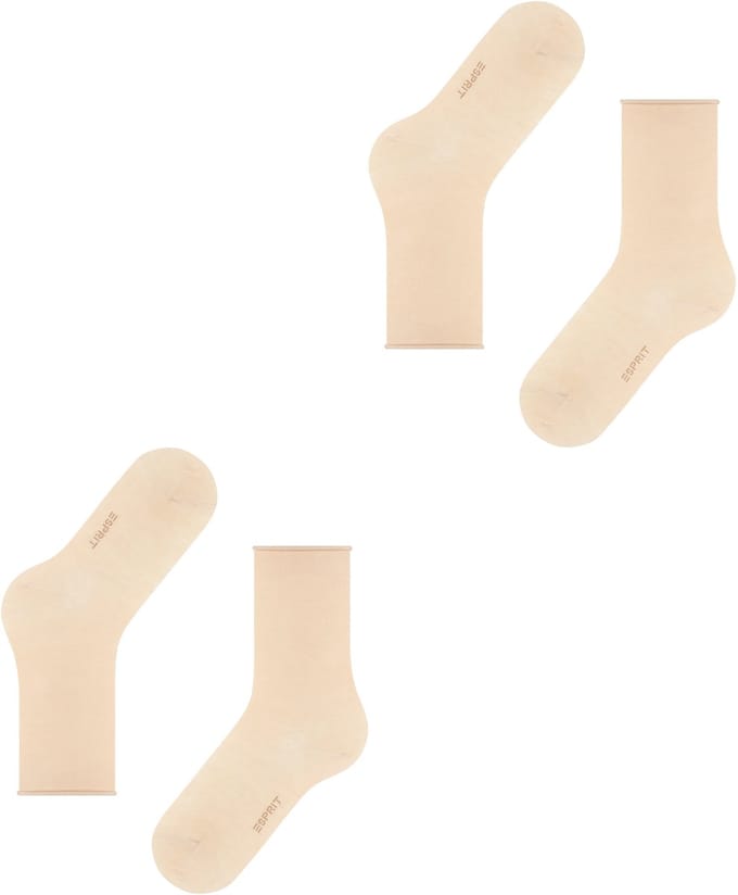Esprit Basic Pure 2-Pack eenkleurig katoen multipack sokken dames beige - maat 35-38