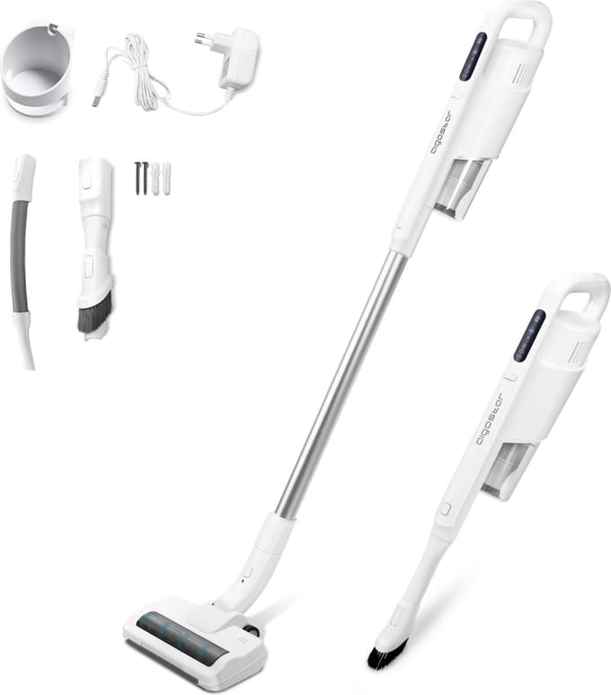 Aigostar Rocket 33YAS - Steelstofzuiger draadloos - Handstofzuiger- Kruimelzuiger - Wit