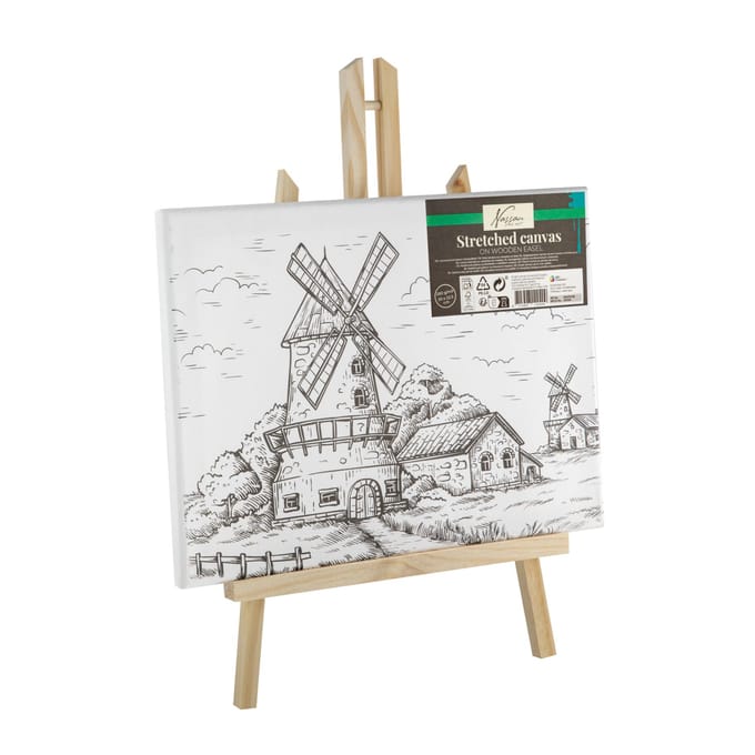 Canvas met print 30 x22,5 cm inclusief schildersezel