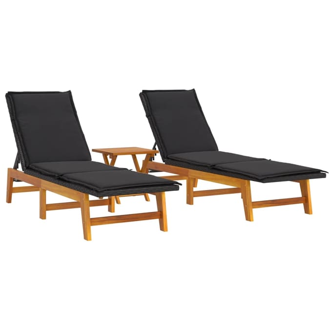 vidaXL - 3-delige - Loungeset - poly - rattan - en - massief - acaciahout