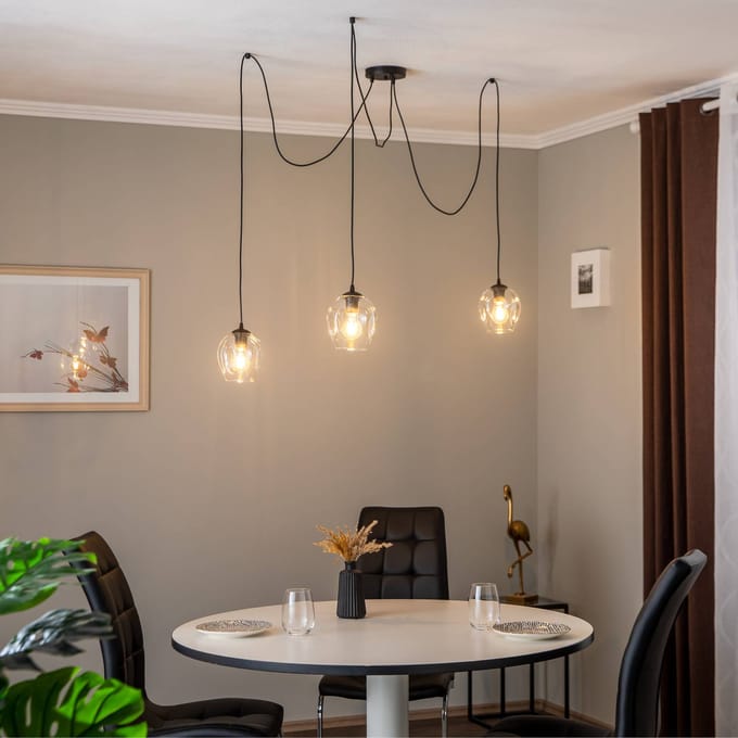 EMIBIG LIGHTING Hanglamp Starla, decentraal, 3-lamps, helder, glas, E27