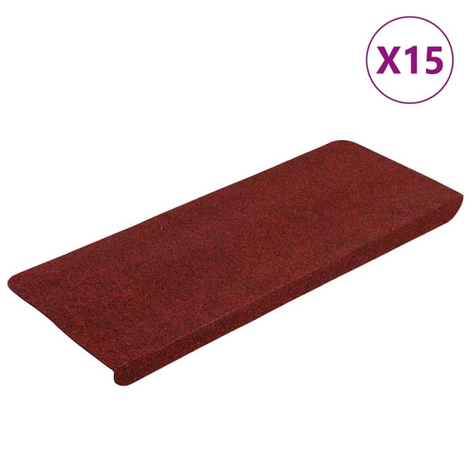 vidaXL - Trapmatten - zelfklevend - 15 - st - 65x24,5x3,5 - cm - rood
