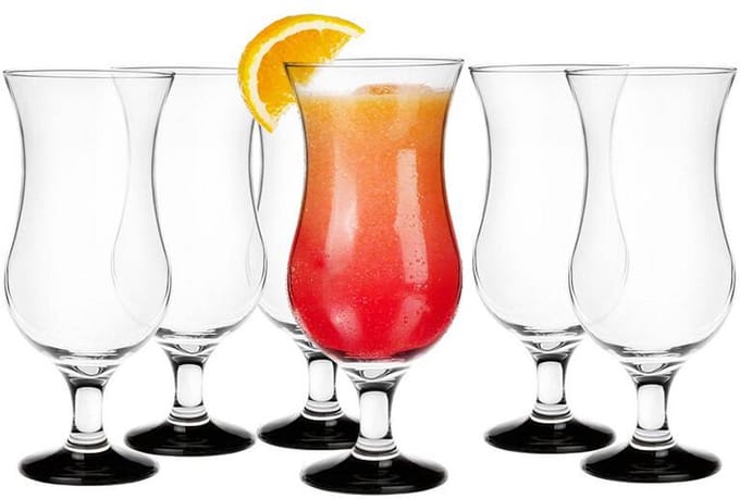 Glasmark Cocktail glazen - 6x - 420 ml - zwart - glas - pina colada glazen
