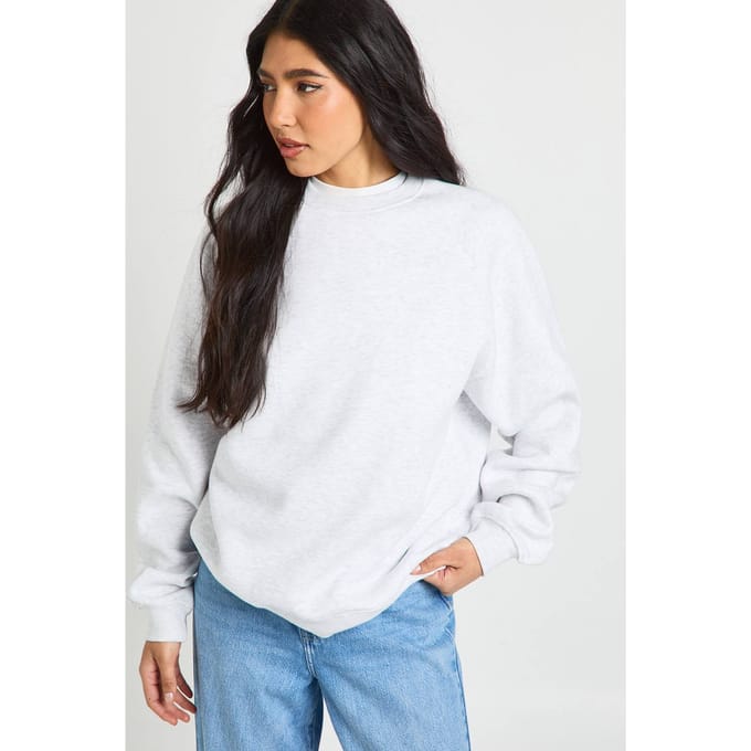 boohoo Dames Lange Raglan Naad Oversized Sweatshirt | Asgrijs | Maat: Medium
