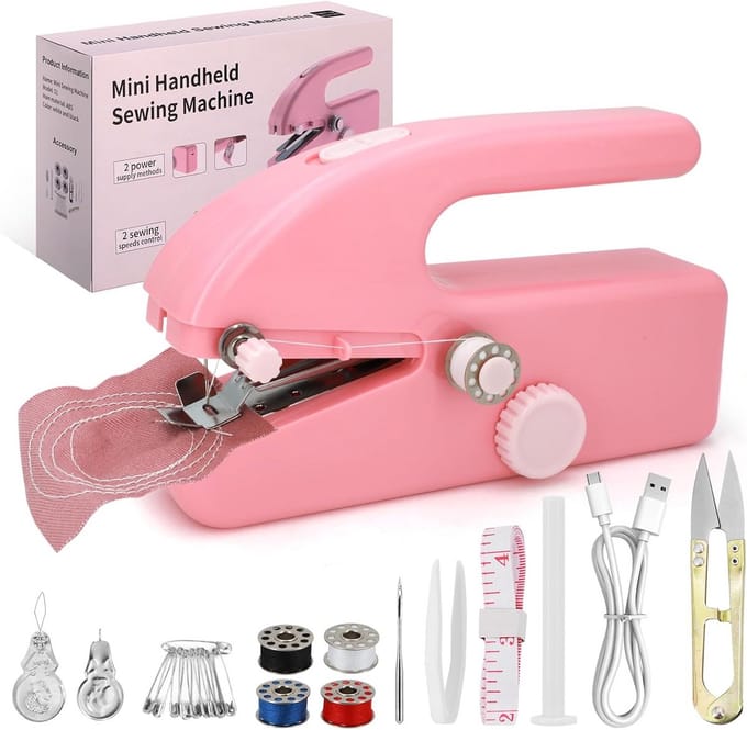 Elektrische Minining draagbare naaimachine voor beginners en DIY met 2 modes en accessoires