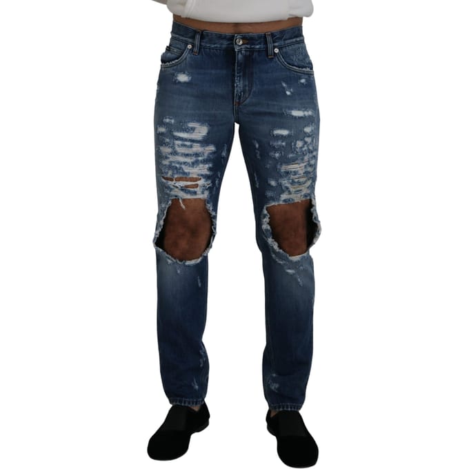 Gescheurde Knie Jeans Versleten Denim