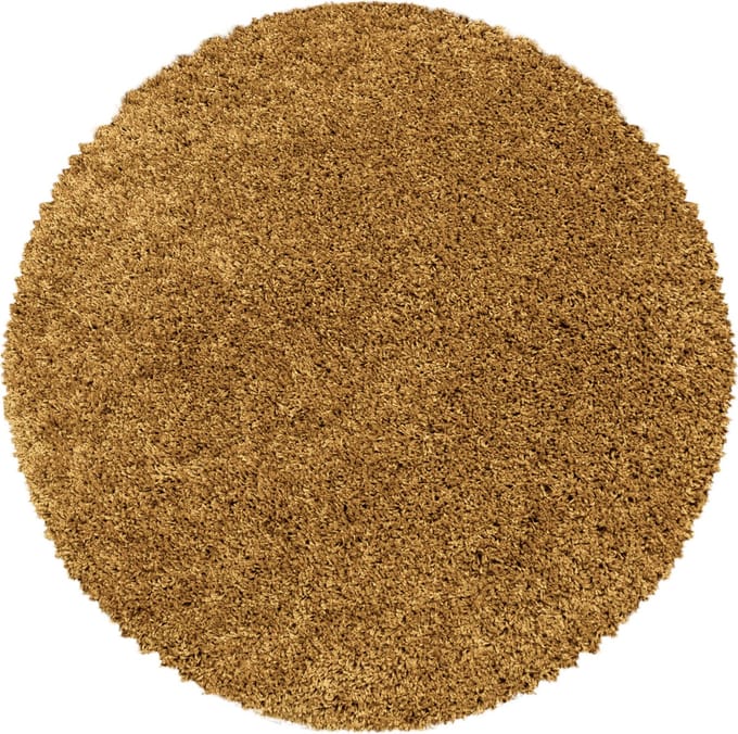 Flycarpets Azure Rond Vloerkleed Goud - Effen - Hoogpolig - 80x80 cm