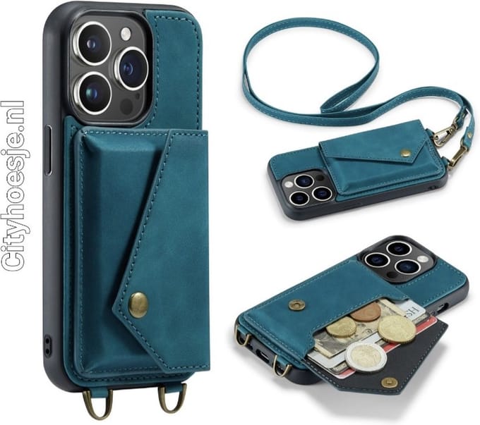 Cityhoesje - iPhone 14 Pro Max - Bookcase incl. Pasjeshouder - Groen