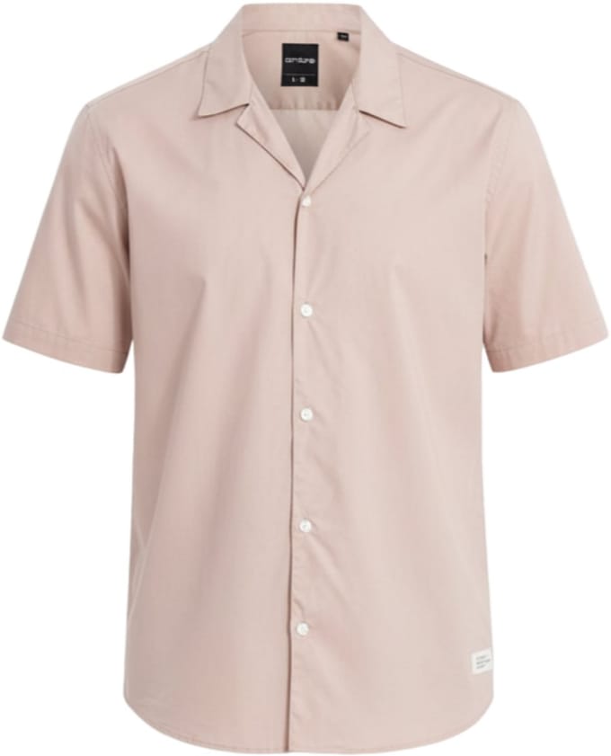 OMBRE Overhemd - Regular Fit - Katoen - Korte Mouw Beige M