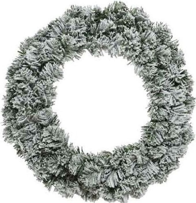 Everlands Imperial kerstkrans - Set van 2x stuks - D60 cm - groen - kunstsneeuw - dennenkrans - deurkrans