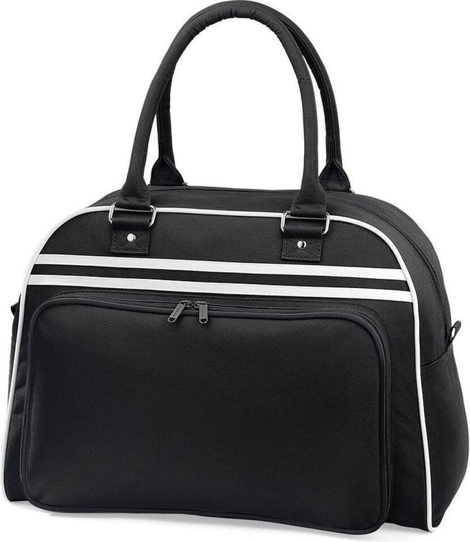 Bagbase Retro bowlingtas, Kleur Zwart/Wit (Black/White)