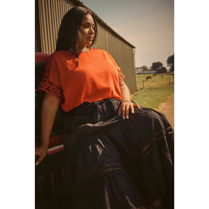 Yours Roest Oranje Haakmouw Boxy Tshirt Size 54-56