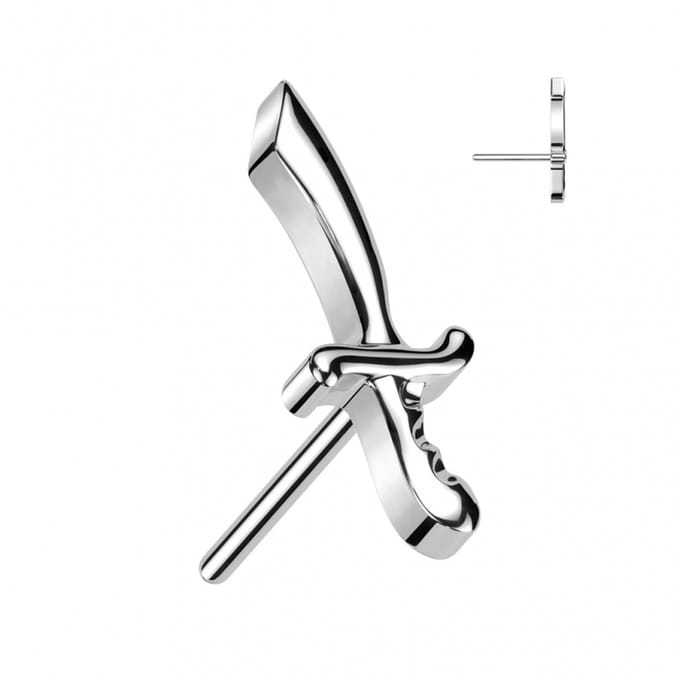 Piercing zwaard top push in 1.2x6 - zilver - LMPiercings